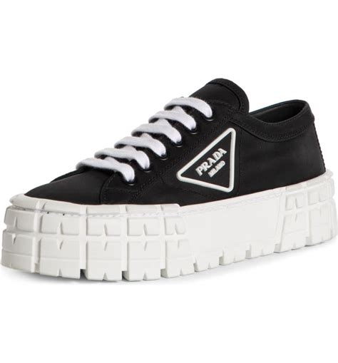 prada logo platform leather sneaker|prada platform sneakers outfit.